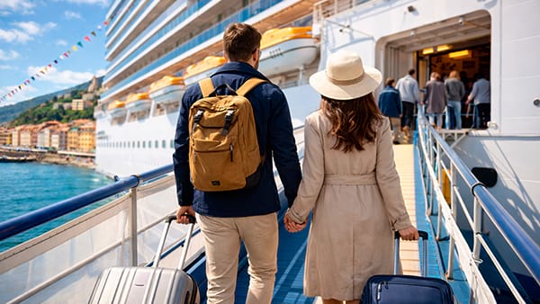 Coppia che si imbarca per mini crociera