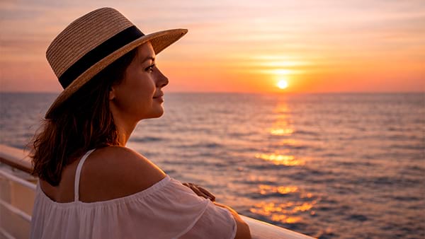 Crociera 7 giorni: ragazza guarda il tramonto