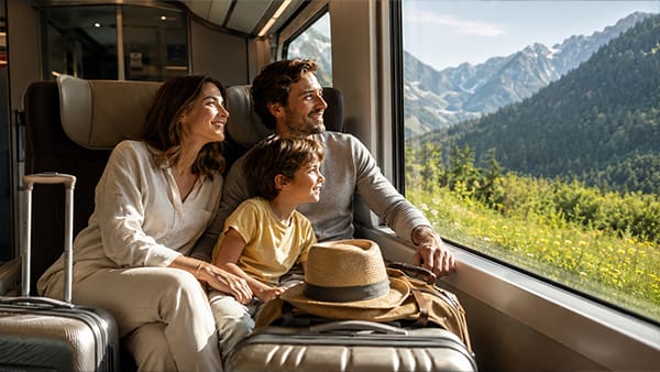 Famiglia sul treno Milano Disneyland