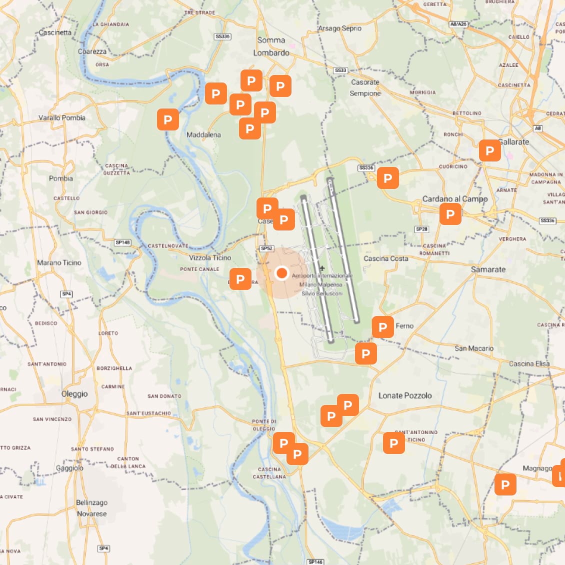 Mappa parcheggi Malpensa